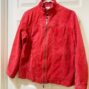 Chico’s Size S Red Women’s Suede Jacket with side pockets